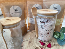 natural Rose geranium bath salts  with bamboo jar