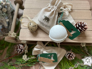 Christmas Bath Bomb Linen Gift Bag