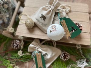 Christmas Bath Bomb Linen Gift Bag