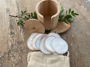 Bamboo Make Up Remover Pads and Bamboo Storage Pot