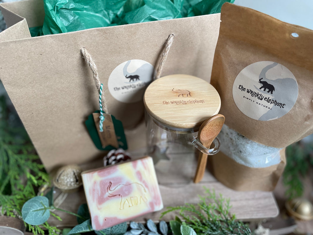 Christmas Bath Salts and Soap Gift Bag